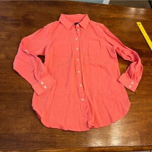 NWOT Women's Coral Button Down Shirt size medium petite 100% cotton